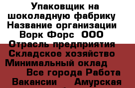 Упаковщик на шоколадную фабрику › Название организации ­ Ворк Форс, ООО › Отрасль предприятия ­ Складское хозяйство › Минимальный оклад ­ 27 000 - Все города Работа » Вакансии   . Амурская обл.